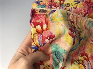 Hør / viscose - fortryllende blomster i lækre farver